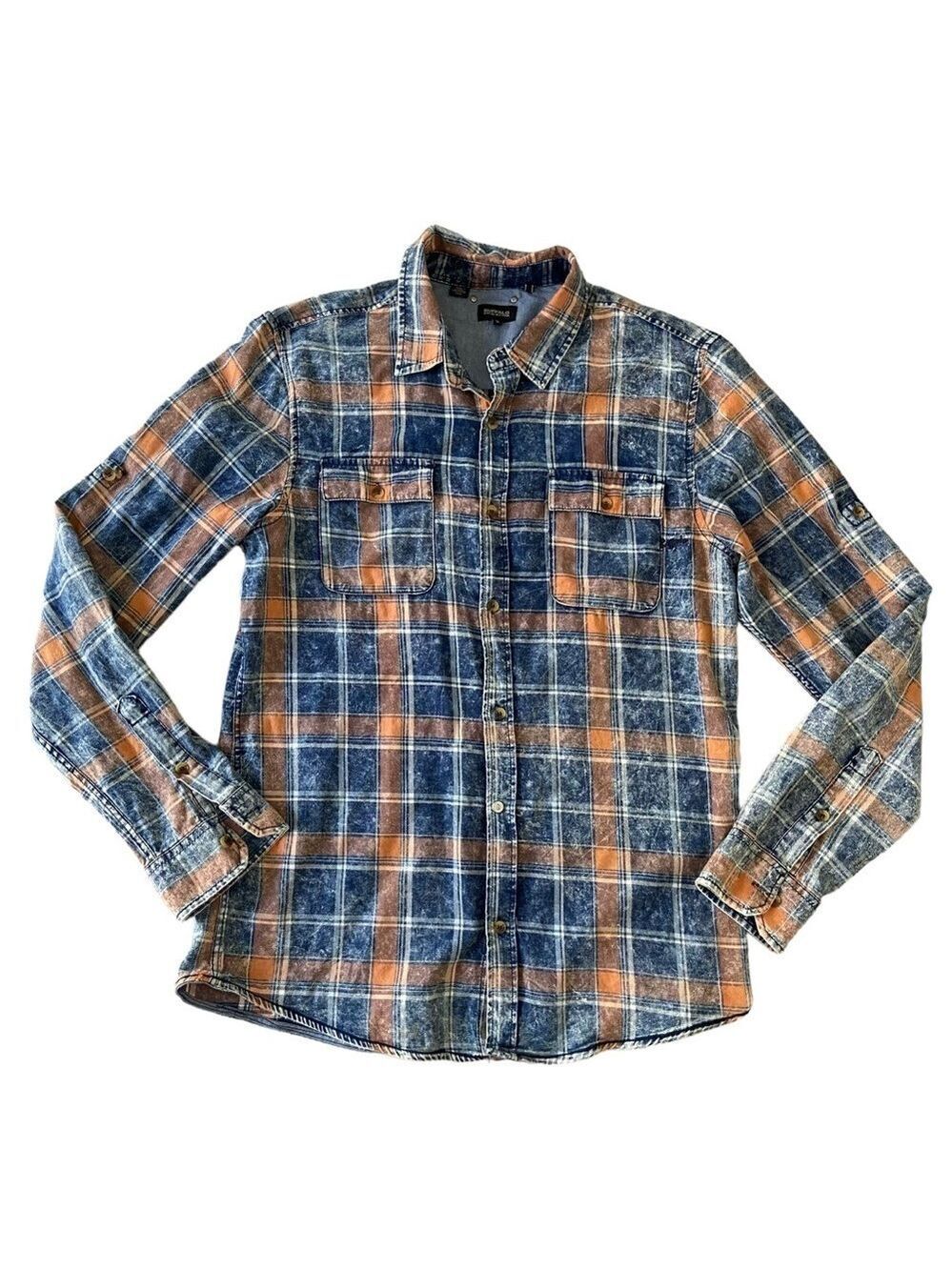 Buffalo David Bitton button down shirt Sajeeth style plaid blue cotton Medium
